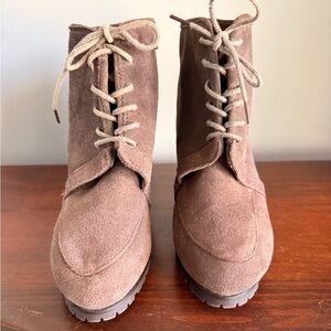 Aldo stacked laced bootie brown suede. Size 38. Never worn